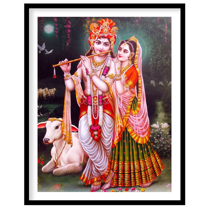 Divine Harmony: Krishna and Radha Pastoral Scene
