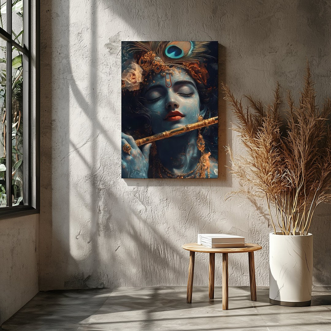 Immerse yourself in the serene beauty of this exquisite artwork depicting a soulful figure playing for Entrance