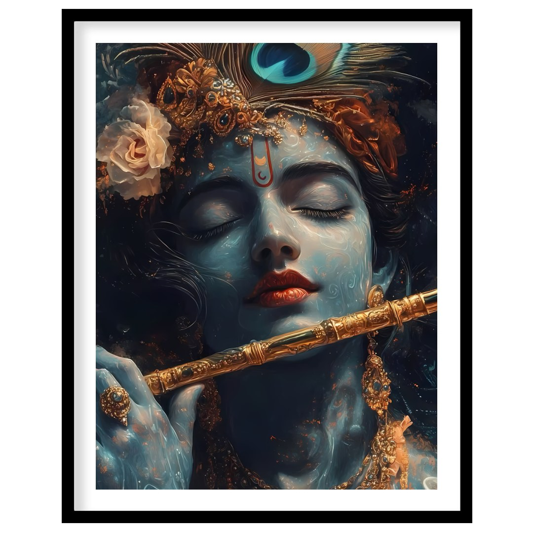 Immerse yourself in the serene beauty of this exquisite artwork depicting a soulful figure playing for space