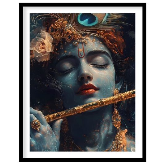 Immerse yourself in the serene beauty of this exquisite artwork depicting a soulful figure playing for space