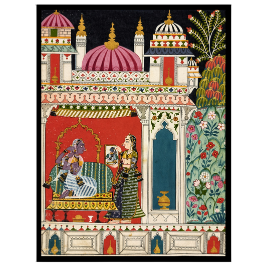 Immerse yourself in the enchanting world of Mughal art with this exquisite representation of Radha for lovely-house