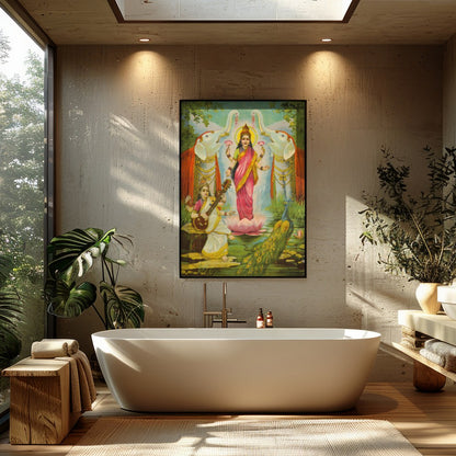 Immerse your space in the divine with this vibrant artwork capturing a moment of celestial for Bathroom