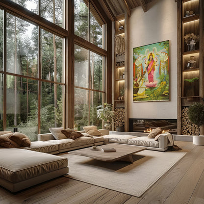 Immerse your space in the divine with this vibrant artwork capturing a moment of celestial for Living Room