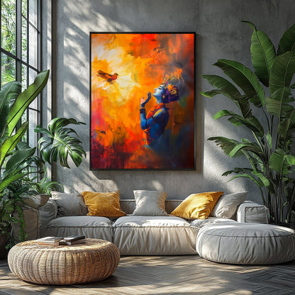 Immerse yourself in the vibrant aura of 'Divine Harmony with Nature', an exquisite piece depicting for Balcony