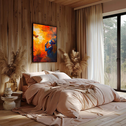 Immerse yourself in the vibrant aura of 'Divine Harmony with Nature', an exquisite piece depicting for Bedroom