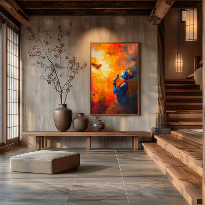 Immerse yourself in the vibrant aura of 'Divine Harmony with Nature', an exquisite piece depicting for Hall