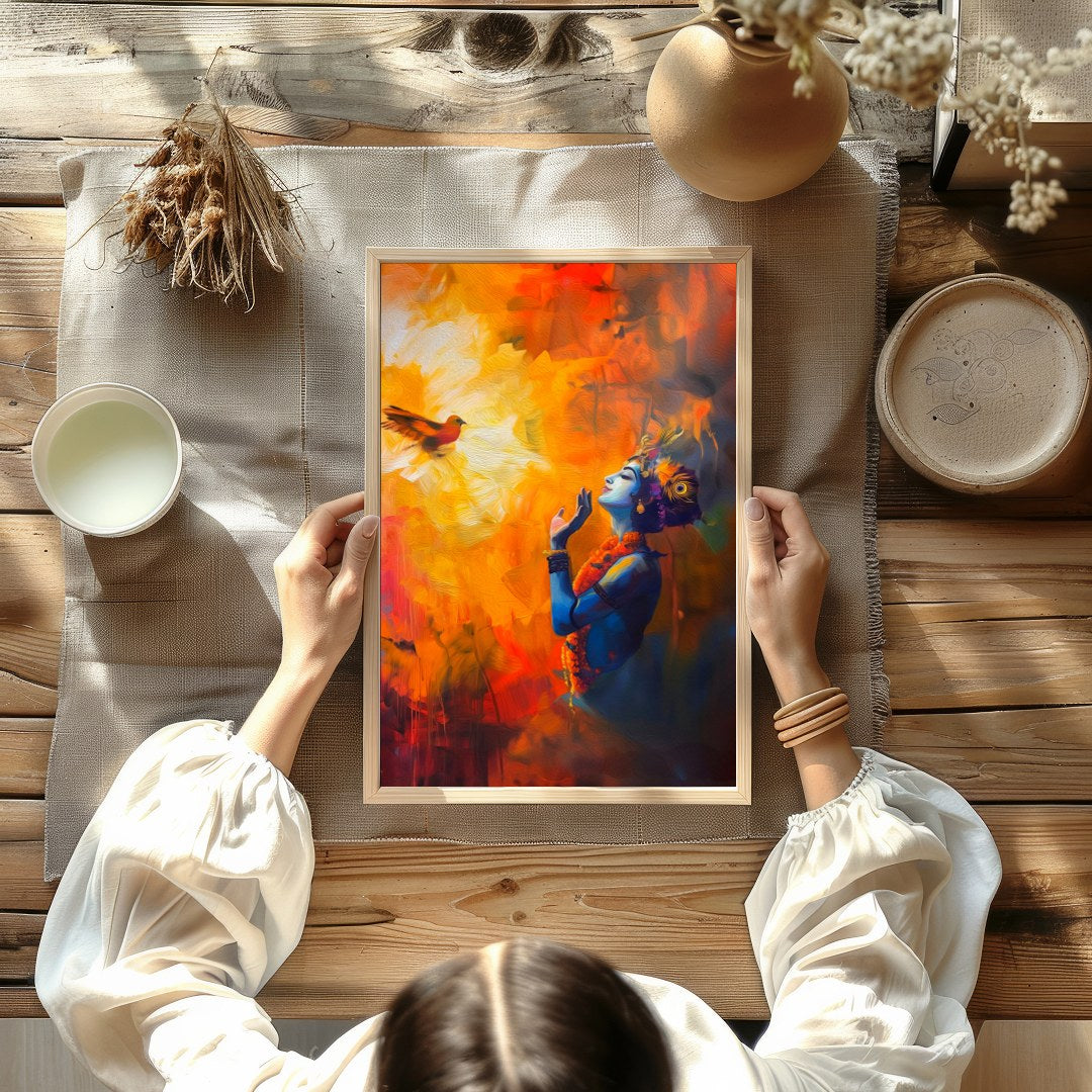 Immerse yourself in the vibrant aura of 'Divine Harmony with Nature', an exquisite piece depicting for Kitchen