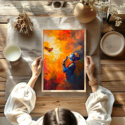 Immerse yourself in the vibrant aura of 'Divine Harmony with Nature', an exquisite piece depicting for Kitchen
