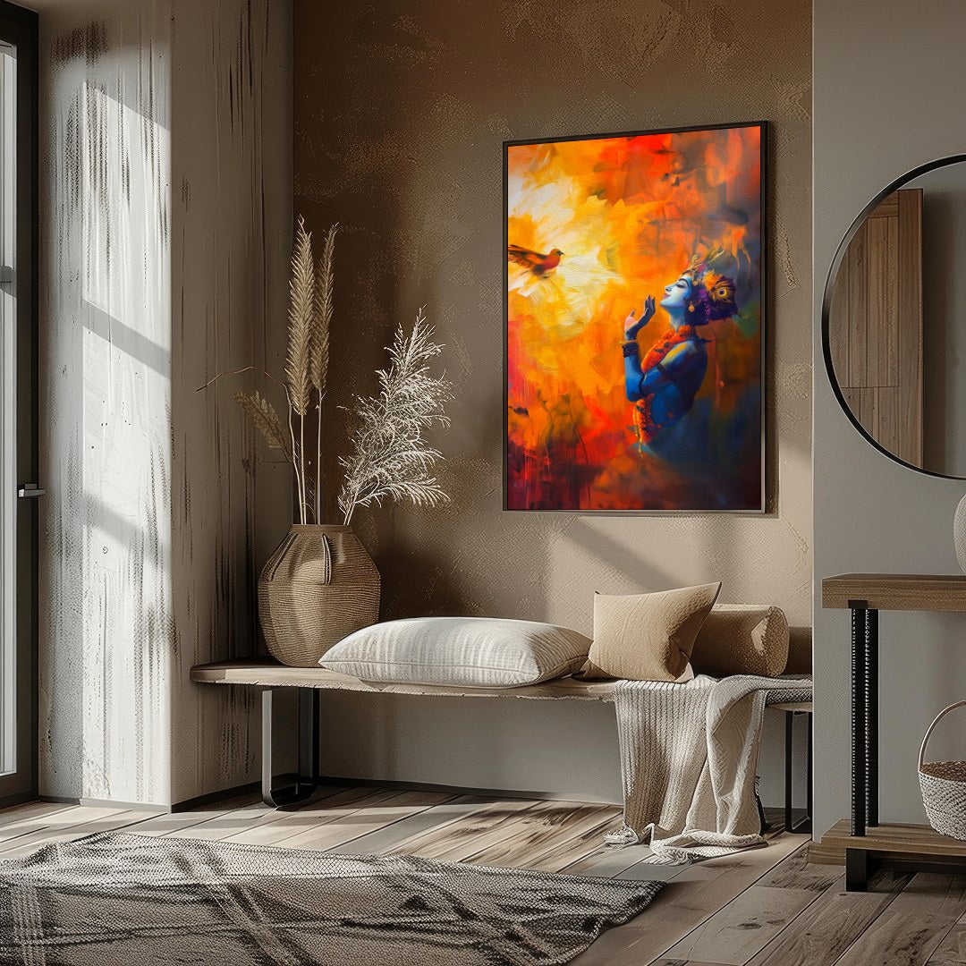 Immerse yourself in the vibrant aura of 'Divine Harmony with Nature', an exquisite piece depicting for loft