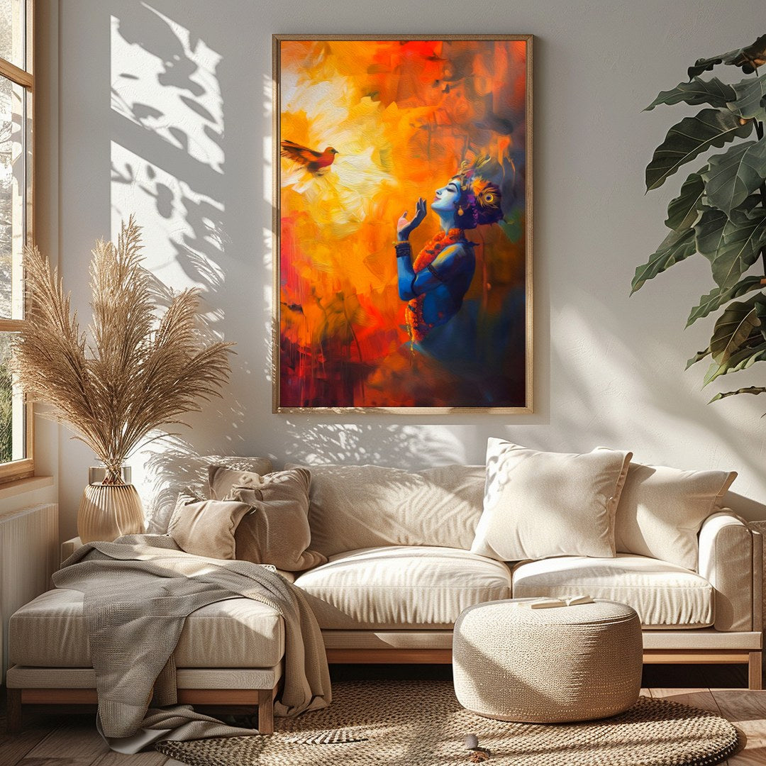 Immerse yourself in the vibrant aura of 'Divine Harmony with Nature', an exquisite piece depicting for Sitting Area