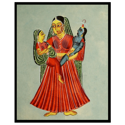 Experience the tender maternal love captured in this exquisite Kalighat painting. Yashoda, for lovely-house