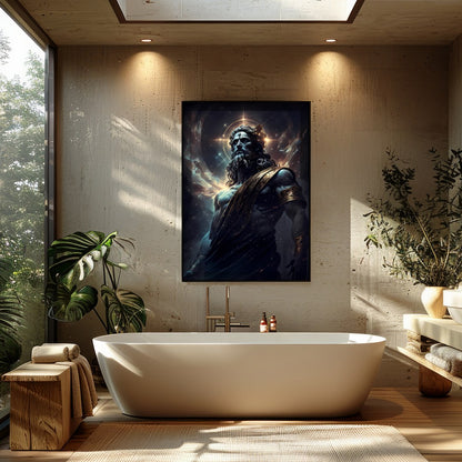 Elevate your space with 'Divine Majesty,' a captivating piece of wall art depicting a celestial for Bathroom