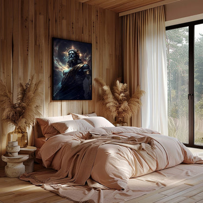 Elevate your space with 'Divine Majesty,' a captivating piece of wall art depicting a celestial for Bedroom