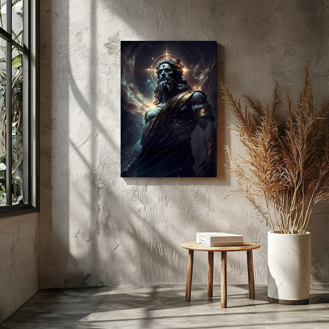 Elevate your space with 'Divine Majesty,' a captivating piece of wall art depicting a celestial for Entrance