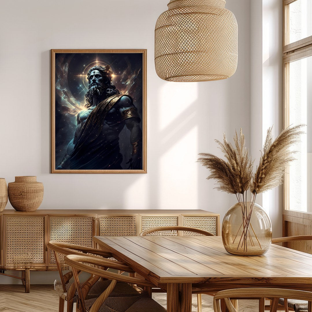 Elevate your space with 'Divine Majesty,' a captivating piece of wall art depicting a celestial for Extra Kitchen