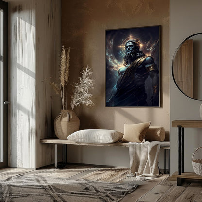 Elevate your space with 'Divine Majesty,' a captivating piece of wall art depicting a celestial for loft