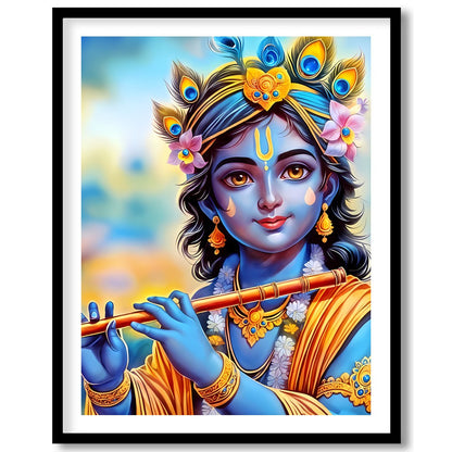 Immerse your space with this enchanting depiction of a divine figure playing the flute. The for decor