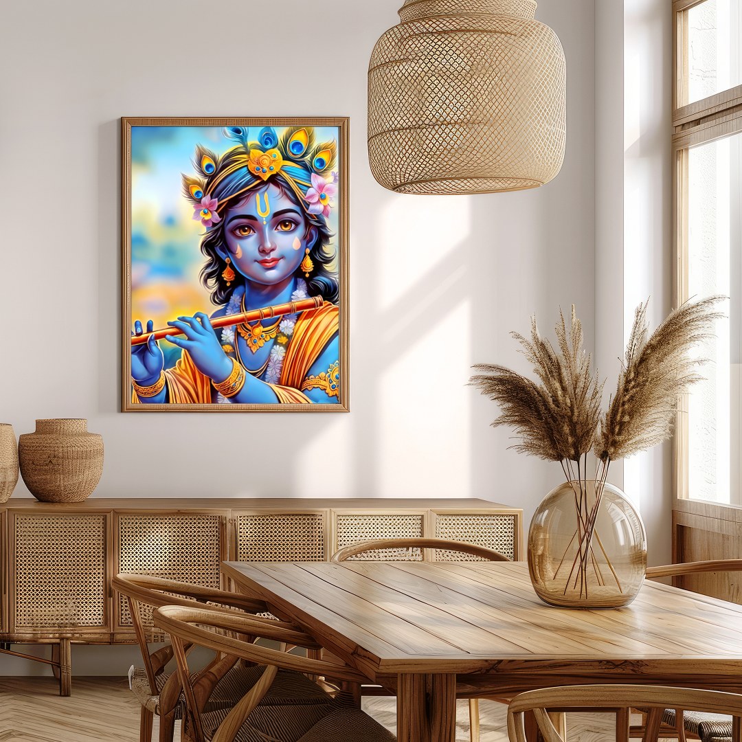 Immerse your space with this enchanting depiction of a divine figure playing the flute. The for Extra Kitchen