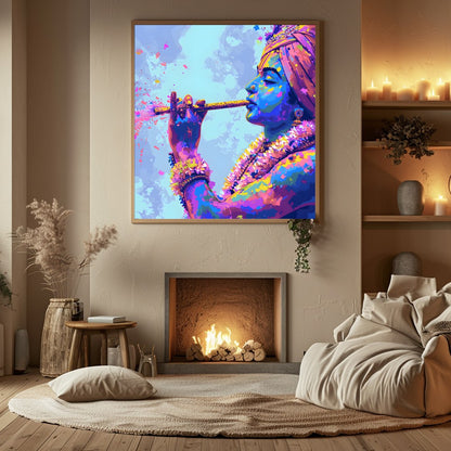 Experience an explosion of color and spirituality with this captivating wall art piece. The artwork for Hall