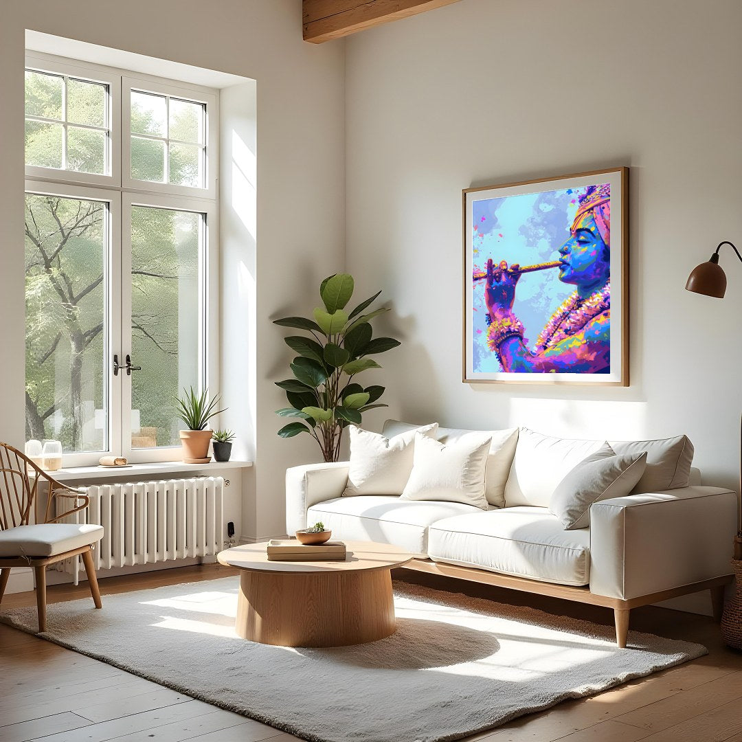 Experience an explosion of color and spirituality with this captivating wall art piece. The artwork for Living Room
