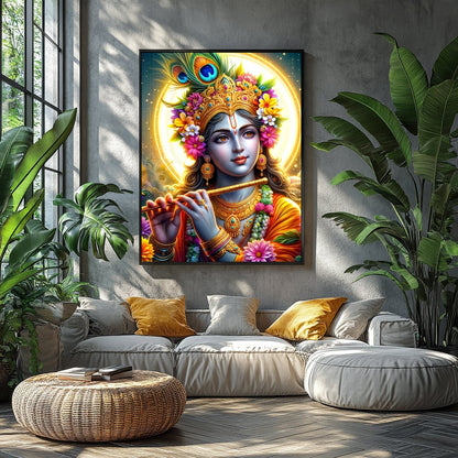Immerse yourself in the divine elegance of this vibrant artwork featuring the beloved deity for Balcony