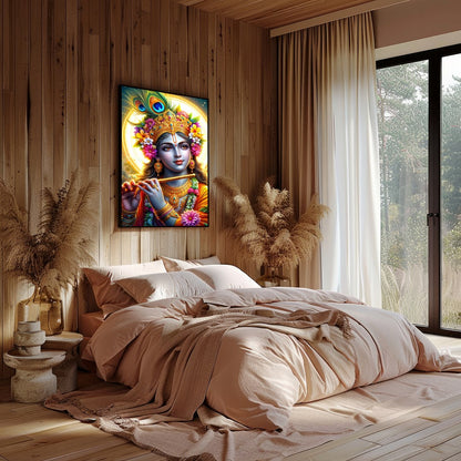 Immerse yourself in the divine elegance of this vibrant artwork featuring the beloved deity for Bedroom