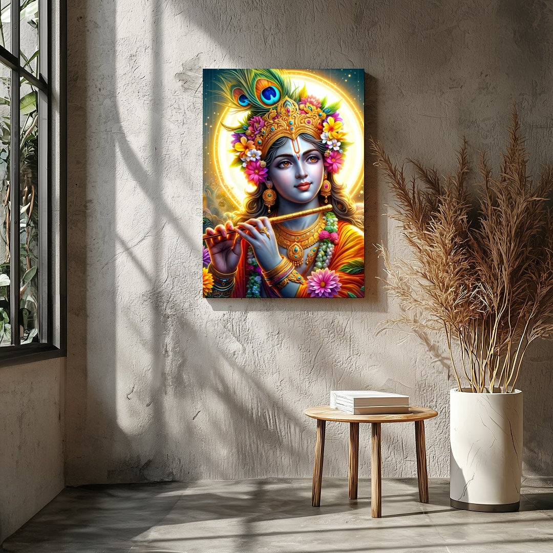 Immerse yourself in the divine elegance of this vibrant artwork featuring the beloved deity for Entrance