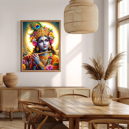 Immerse yourself in the divine elegance of this vibrant artwork featuring the beloved deity for Extra Kitchen