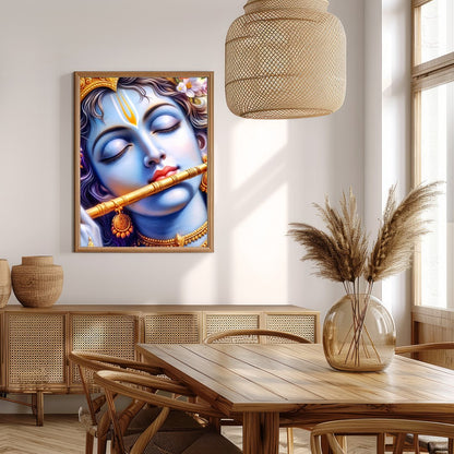 Immerse yourself in the divine tranquility of Krishna's presence with this captivating wall art for Extra Kitchen