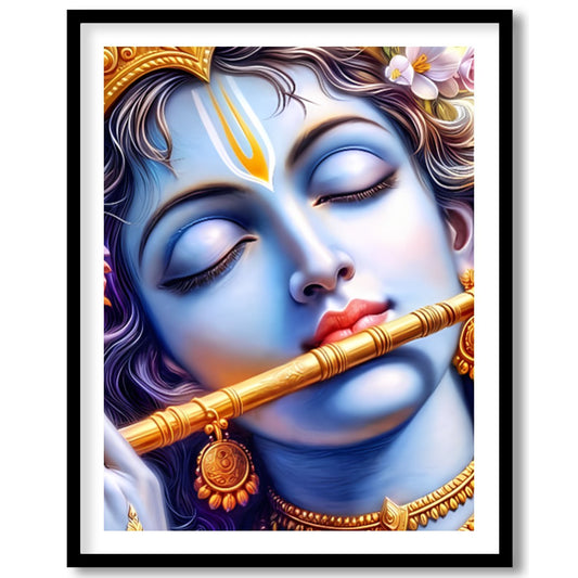 Immerse yourself in the divine tranquility of Krishna's presence with this captivating wall art for residence