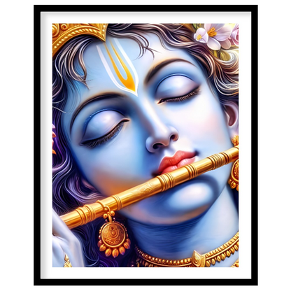Immerse yourself in the divine tranquility of Krishna's presence with this captivating wall art for residence