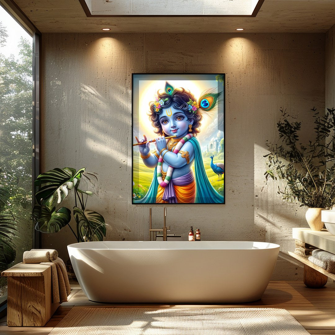 Illuminate your space with this captivating artwork depicting the serene and divine presence of for Bathroom