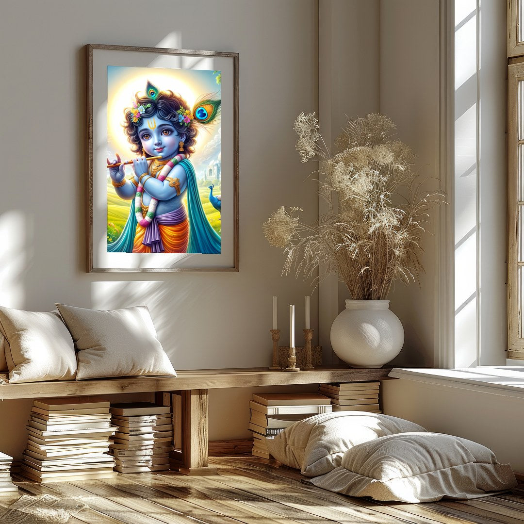 Illuminate your space with this captivating artwork depicting the serene and divine presence of for dwelling