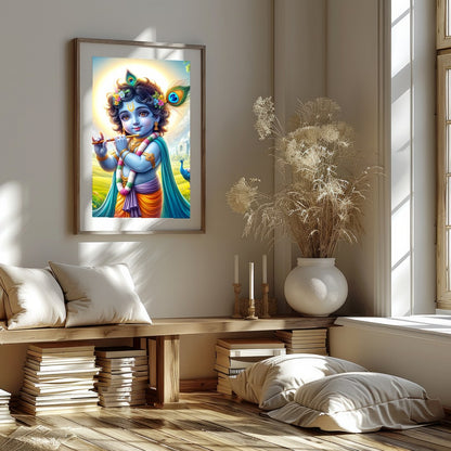 Illuminate your space with this captivating artwork depicting the serene and divine presence of for dwelling