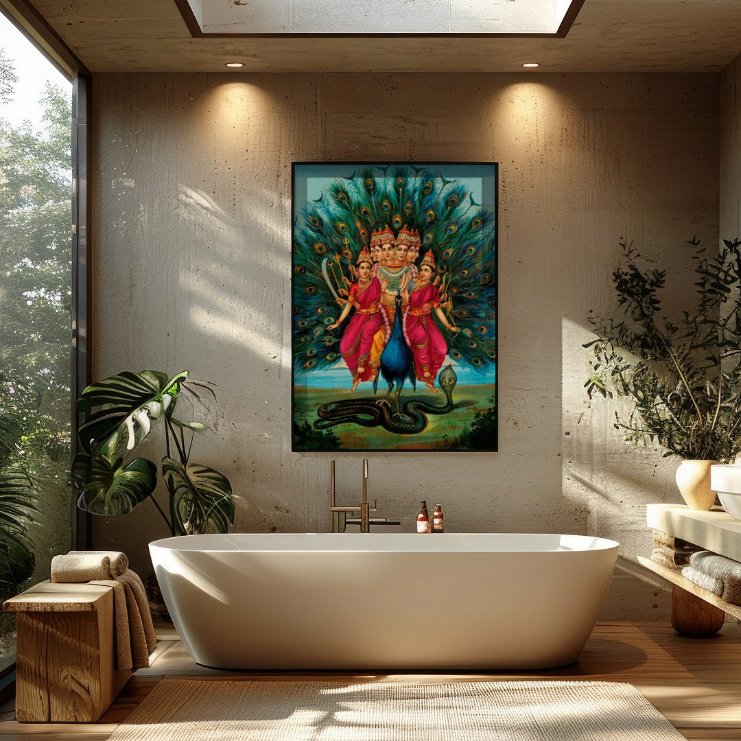 Experience the spiritual grandeur with 'Divine Multitude', a captivating artwork that portrays a for Bathroom