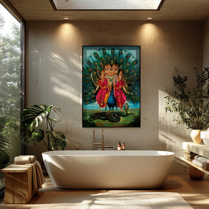 Experience the spiritual grandeur with 'Divine Multitude', a captivating artwork that portrays a for Bathroom