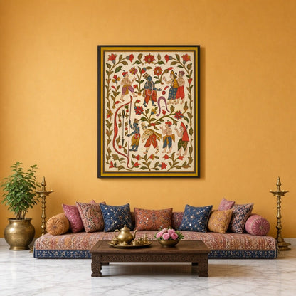 Experience the captivating allure of traditional Indian art with this Pichwai piece, illustrating for Sitting Lounge