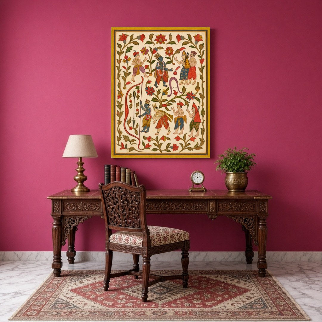 Experience the captivating allure of traditional Indian art with this Pichwai piece, illustrating for Study