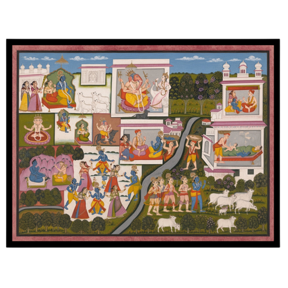 Immerse yourself in the enchanting world of Krishna with this captivating Pichwai art print. for loft