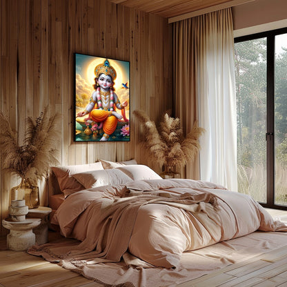 Illuminate your space with 'Divine Radiance,' featuring a celestial child set against a heavenly for Bedroom