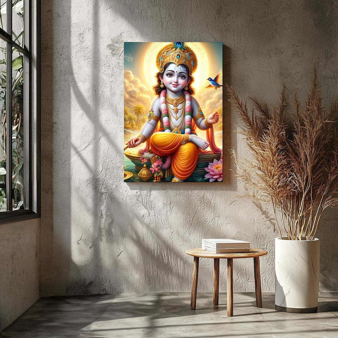 Illuminate your space with 'Divine Radiance,' featuring a celestial child set against a heavenly for Entrance