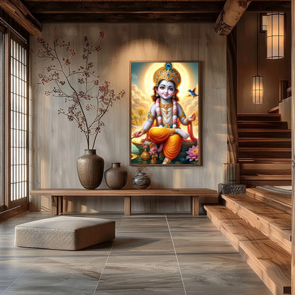 Illuminate your space with 'Divine Radiance,' featuring a celestial child set against a heavenly for Hall