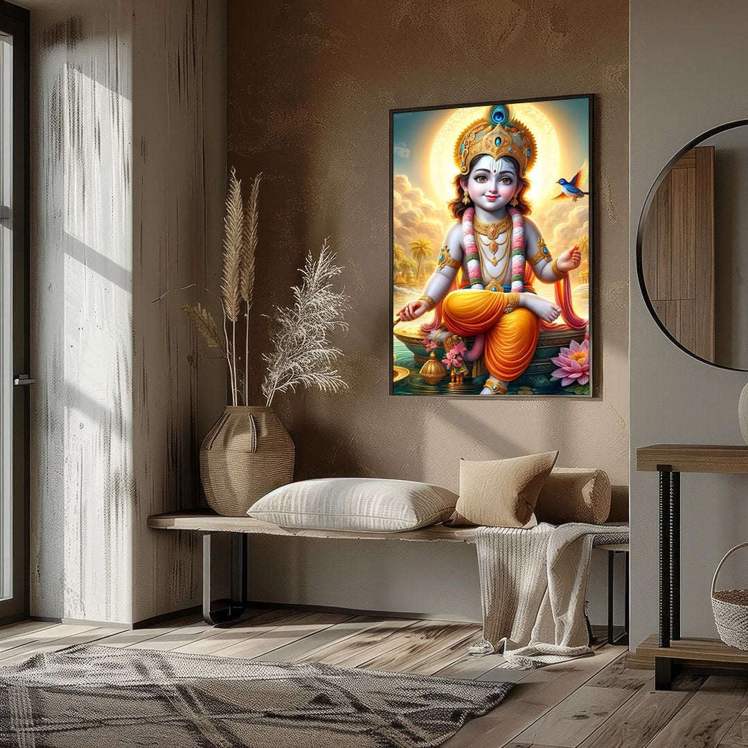 Illuminate your space with 'Divine Radiance,' featuring a celestial child set against a heavenly for kitchen