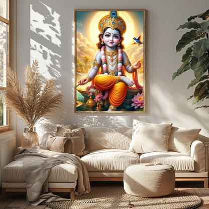 Illuminate your space with 'Divine Radiance,' featuring a celestial child set against a heavenly for Sitting Area