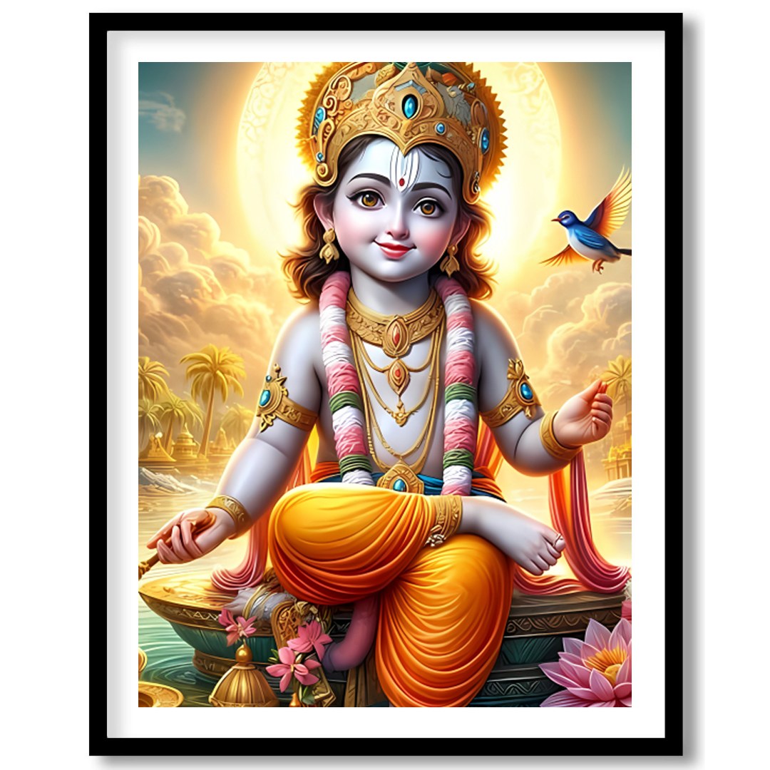 Illuminate your space with 'Divine Radiance,' featuring a celestial child set against a heavenly for sweet-home