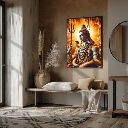 Immerse yourself in the divine presence of Shiva with this captivating artwork. The radiance of for area