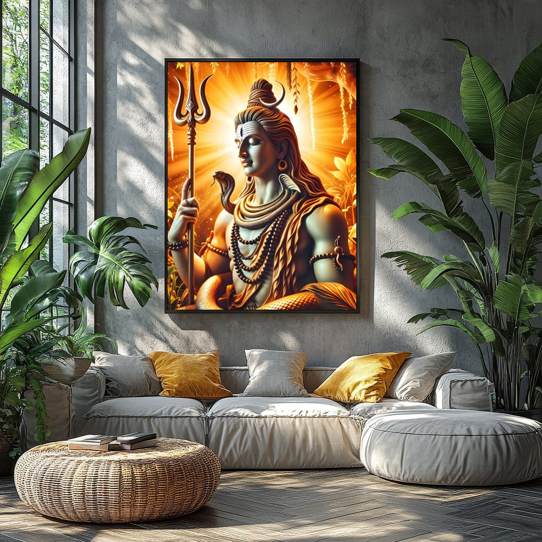 Immerse yourself in the divine presence of Shiva with this captivating artwork. The radiance of for Balcony