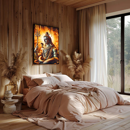 Immerse yourself in the divine presence of Shiva with this captivating artwork. The radiance of for Bedroom
