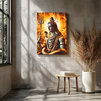 Immerse yourself in the divine presence of Shiva with this captivating artwork. The radiance of for Entrance