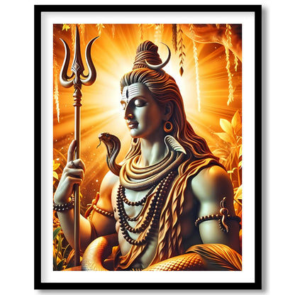 Immerse yourself in the divine presence of Shiva with this captivating artwork. The radiance of for residence